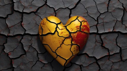 a broken heart with gold filling the cracks psychedeli.Generative AI