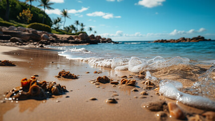 tropical beach with palm tree