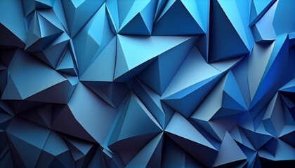 Abstract blue 3d polygonal pattern texture background, full frame , abstract blue background with triangles, Ai generated image 