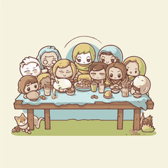 Logo vector illustration of an Kawaii The Last Supper