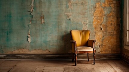empty room with yellow armchair