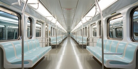 Obraz premium Interior of an empty subway car, cross-section of a subway train