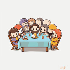 Logo vector illustration of an Kawaii The Last Supper