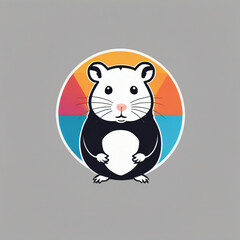 Fototapeta premium Hamster illustration, minimalist, vibrant colors