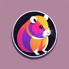 Hamster illustration, minimalist, vibrant colors