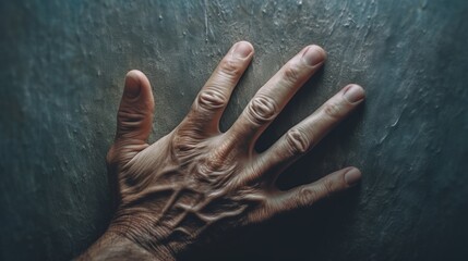 elderly hand reaching up