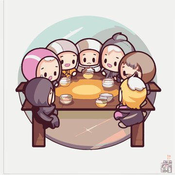 Logo vector illustration of an Kawaii The Last Supper