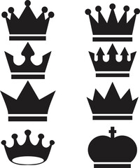 set of flat Crown icon template color editable. black silhouettes of crown isolated on a white background. Royal crown symbol. line crown icon. Vector flat crown. © M