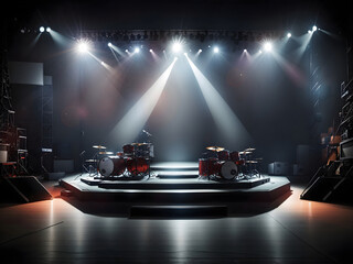 Empty Stage Illuminated by Projectors