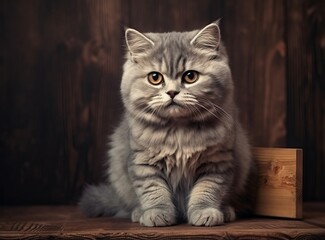 kitten sitting on the wooden table