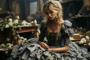 Beautiful woman portrait. Abstract concept photography gracefully capturing the essence of female creativity beauty and grace. Ai generated