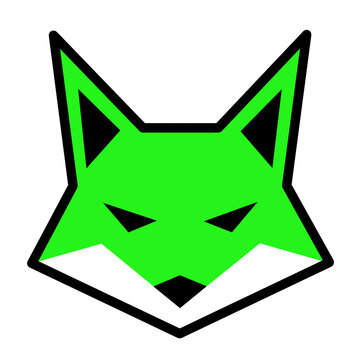 Minimalist green fox logo without background