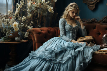 Beautiful woman portrait. Abstract concept photography gracefully capturing the essence of female creativity beauty and grace. Ai generated