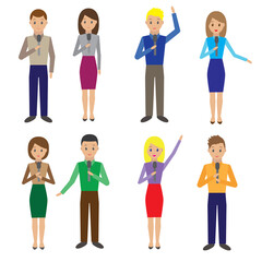 Obraz premium Set of people speaking into the microphone. Illustration on transparent background