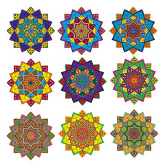 Set of Mandalas. Vintage decorative elements. Oriental pattern. Illustration on transparent background