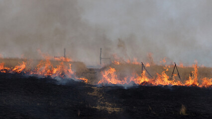 Burning fields of veld / grassland