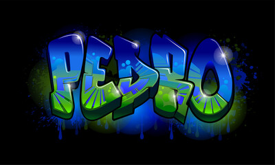 Pedro - Graffiti Styled Urban Street Art Tagging Name Design