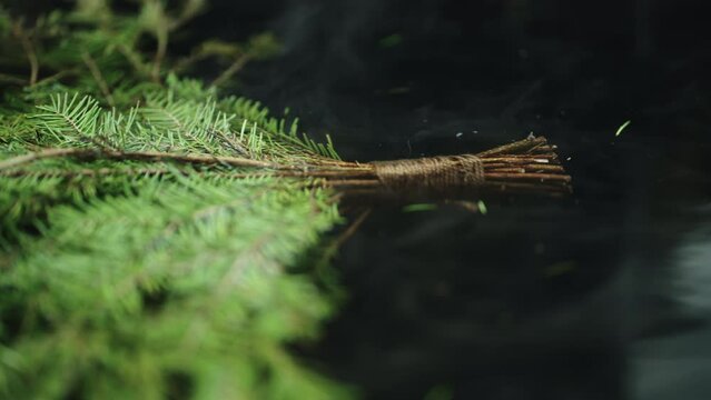 where the infusion of hot water with a bundle of pine twigs creates a healing ambiance in the steam bath, providing a rejuvenating treatment that enhances physical and mental health