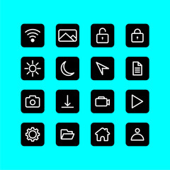 
Set of black and white cellular icons on a blue background