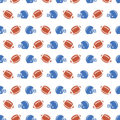 Seamless Pattern of Balls and Helmets for American Football