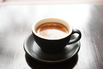 Black coffee cup close up