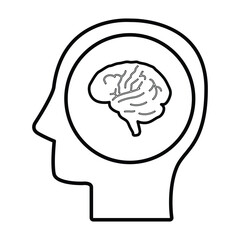 Human Brain Icon In Outline Style