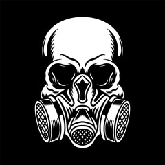 gas mask skull on black background