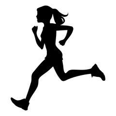 Running girl silhouette. Vector illustration