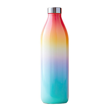 Multi coloured flask bottle against transparent background
