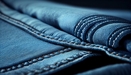 blue jeans texture, black leather texture or blue denim background with striped borders. Generative in ai - obrazy, fototapety, plakaty