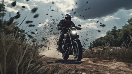 Obraz premium Biker Staring Wheelie 