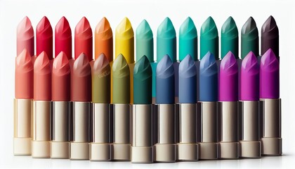 colorful lipsticks isolated on a white background. Generative in ai