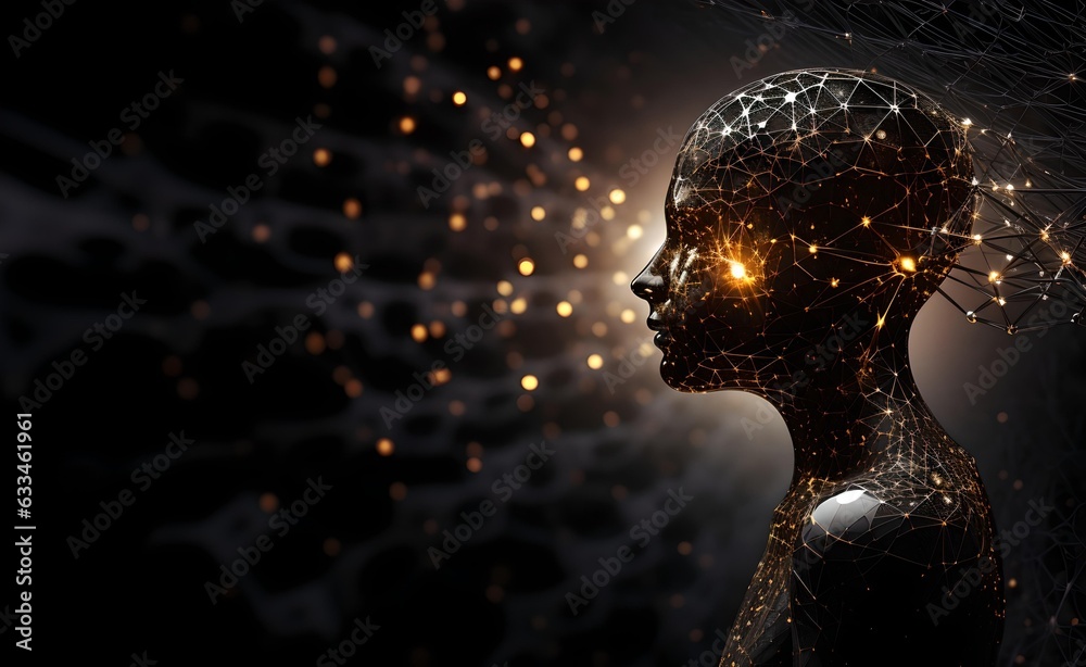 Poster ai style background, futuristic, stunning background image of ai neural nets thinking and generating