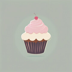 Cupcake illustration, minimalist, pastel colors