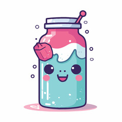 Logo vector illustration of an Kawaii Soda Drink