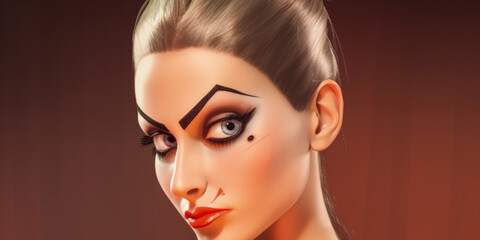 Fototapeta premium Woman face expression - Generative AI