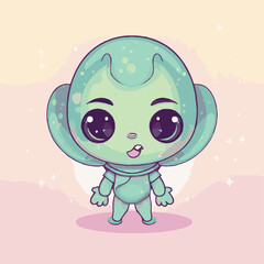 Logo vector illustration of an Kawaii Alien