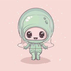 Logo vector illustration of an Kawaii Alien