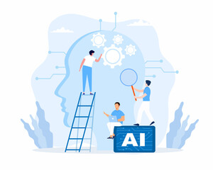 Business team work with smart AI brain Artificial Intelligence AI Future technology Machine learning, Data mining