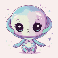 Logo vector illustration of an Kawaii Alien