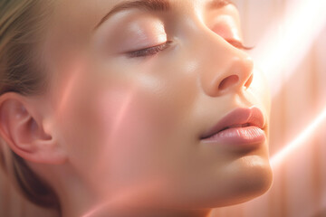 Radiant Pink Make-Up on Skin - Serene Portrait Radiates Elegance and Beauty - 633464771