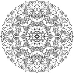 Circular pattern in the form of a mandala. Henna tatoo mandala. Mehndi style. Decorative pattern in oriental style. Coloring book page.