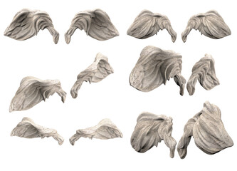 Isolated 3d render illustration of stone statue spreaded angel wings.