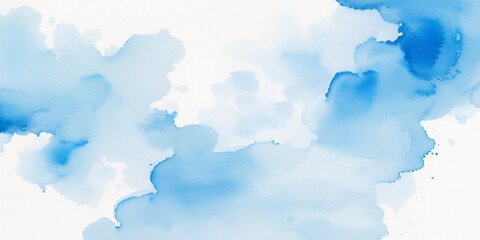 abstract soft brush painted white and blue watercolor background.