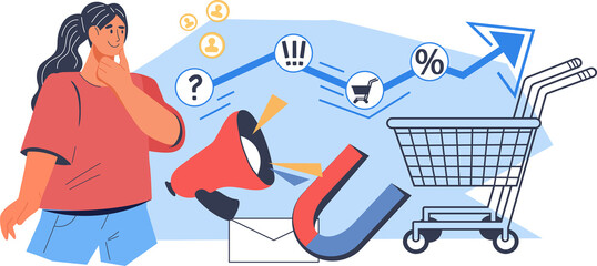 Customer research, customer buying habits and marketing analysis. Consumer behavior research concept and target audience.