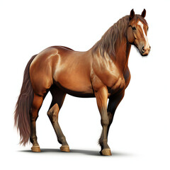 Horse with long mane on a white background