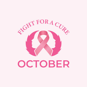 Fight for a Cure lettering design based on breast cancer awareness month October with a pink ribbon