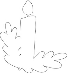 Candle with leaves for decoration and design.