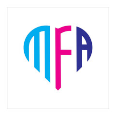 Initial MFA letter luxury beauty flourishes ornament monogram logo Swoosh Letter Logo Design for business and company identity. Water Wave MFA Logo with modern trendy