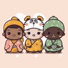 Logo vector illustration of an Kawaii African